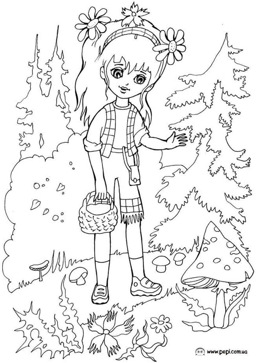 Раскраска грибная Поляна