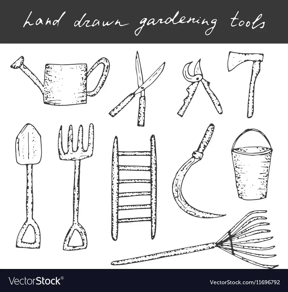 Садовые инструменты раскраска для детей
