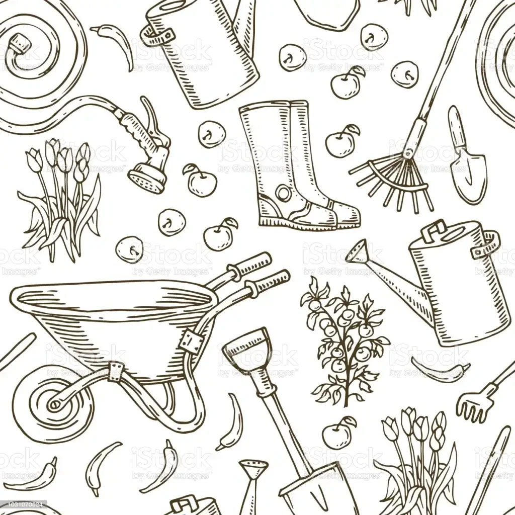 Раскраска Садовая техника