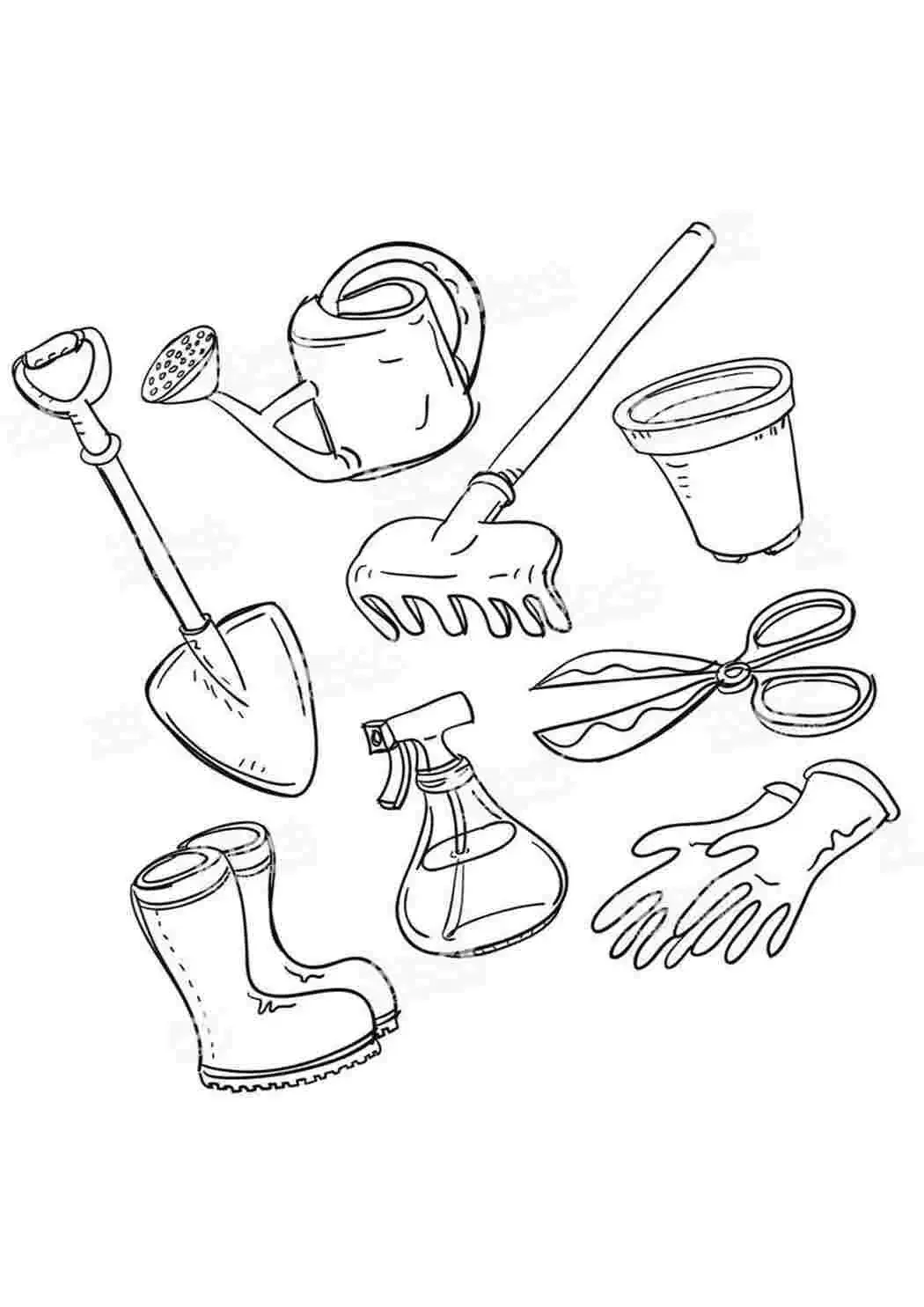 Раскраска садовый инвентарь