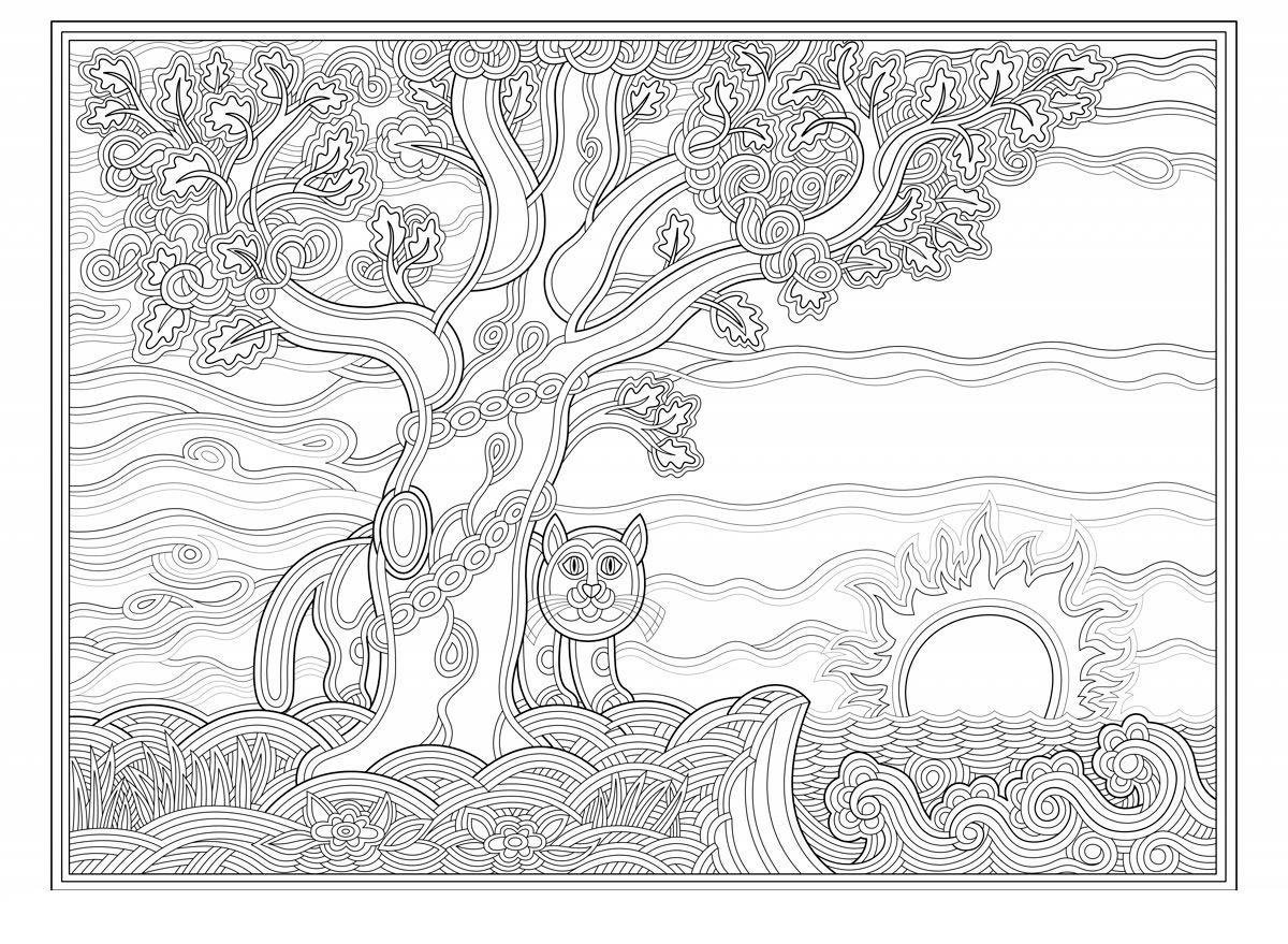 У Лукоморья дуб зеленый раскраска