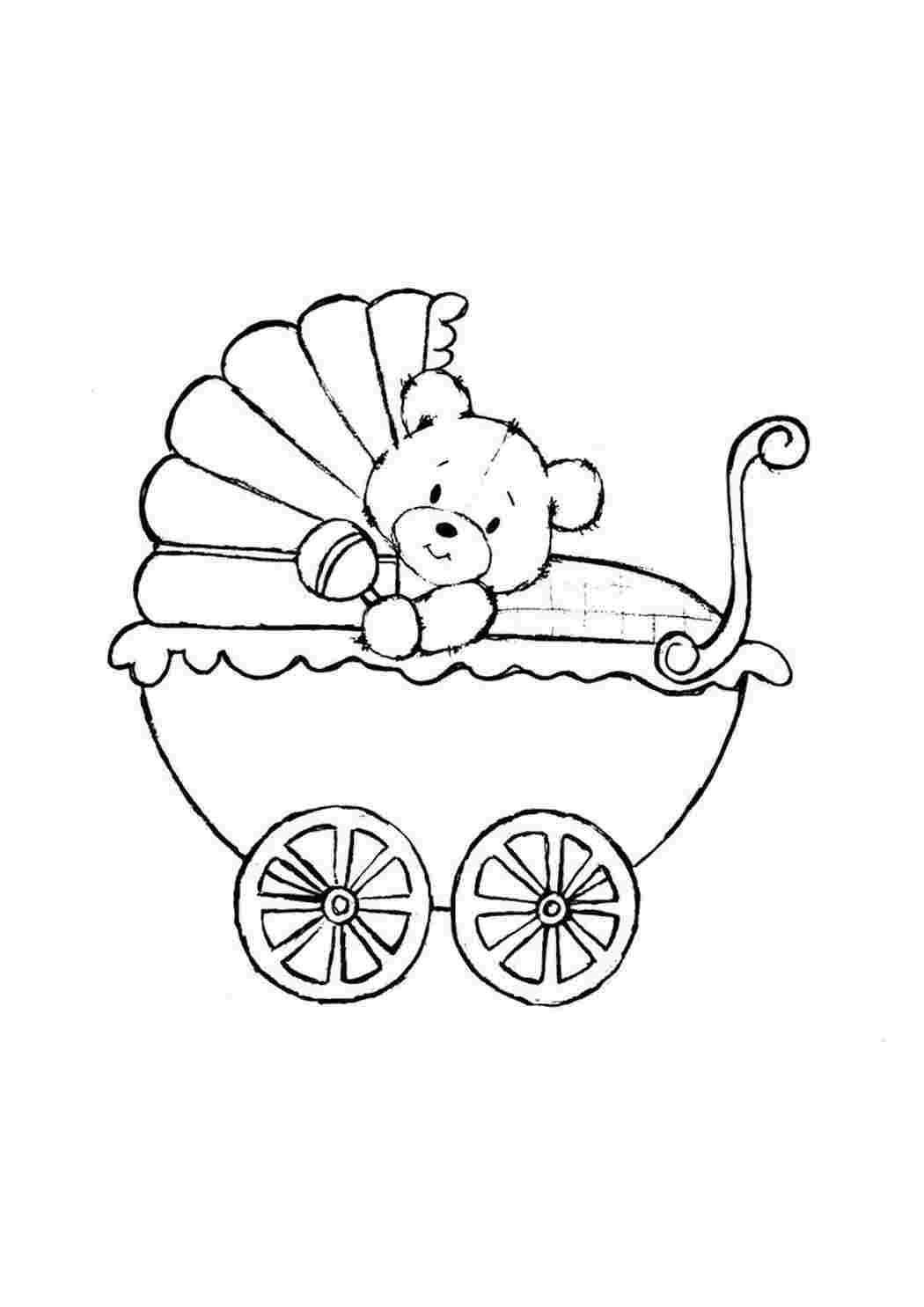 Раскраска малыш в коляске