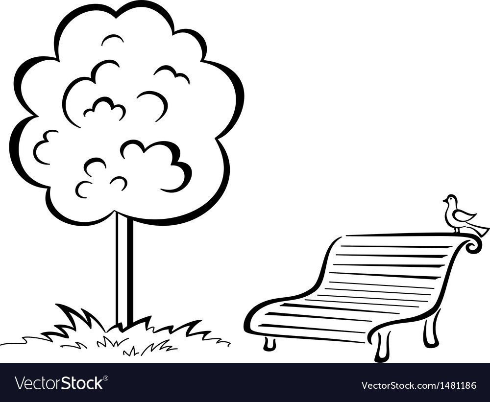 Раскраска скамейка в парке