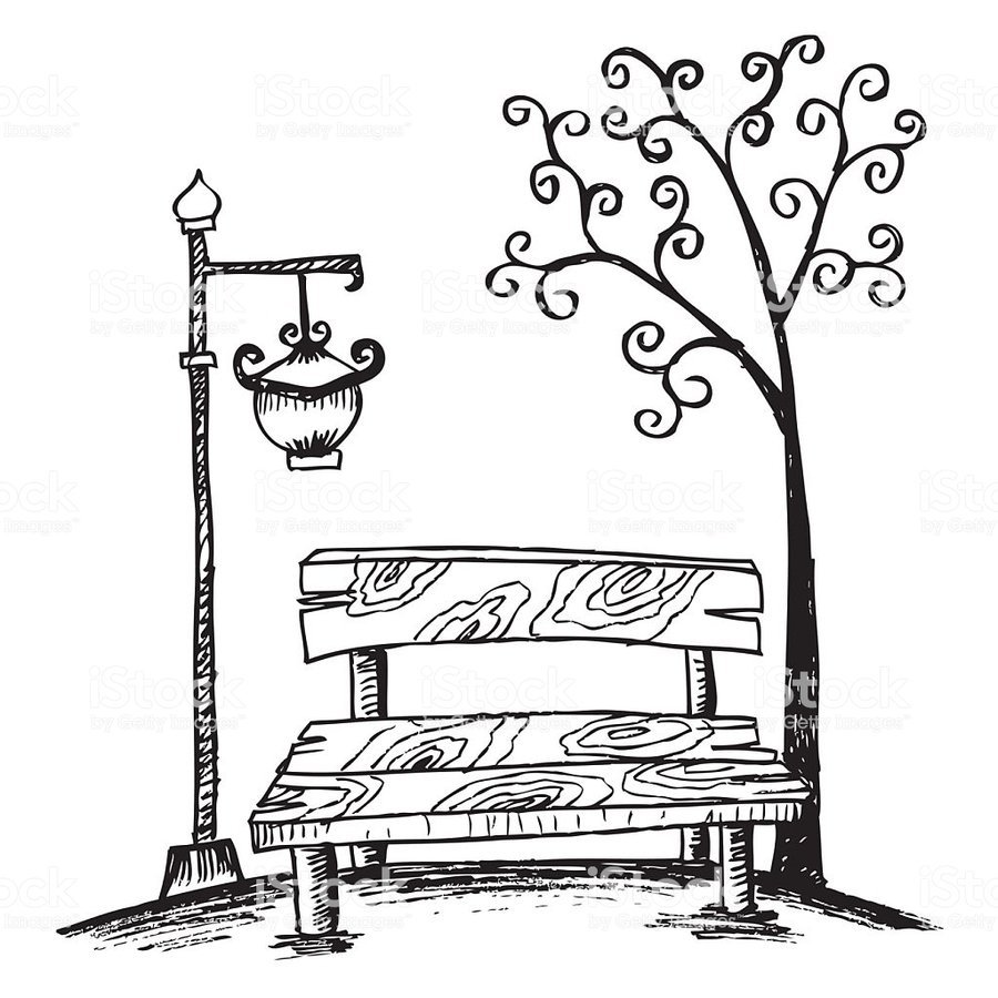 Фонари в парках зарисовка