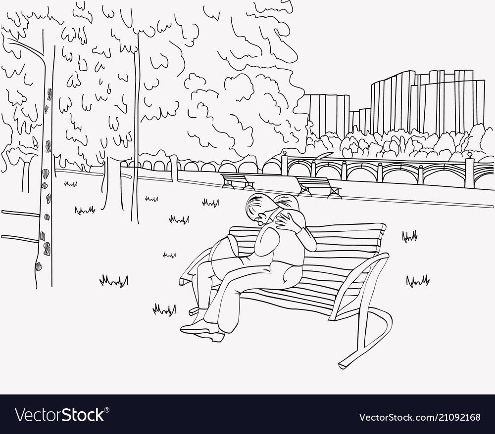 Лавочка карандашом