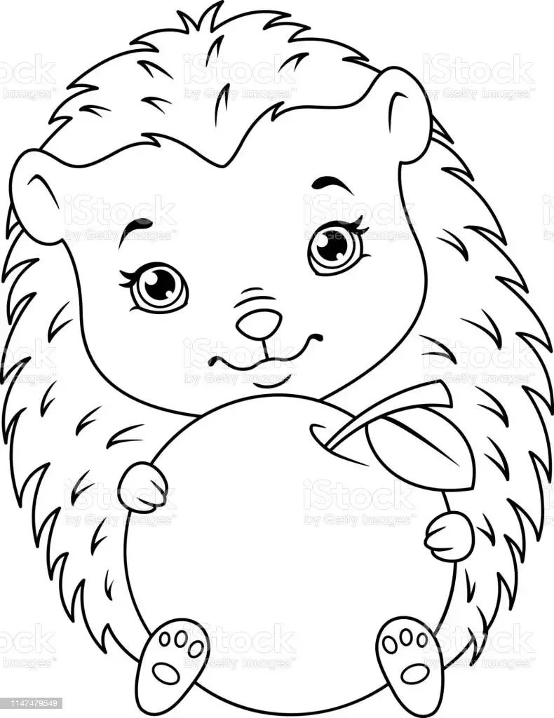 Еж с корзинкой раскраска