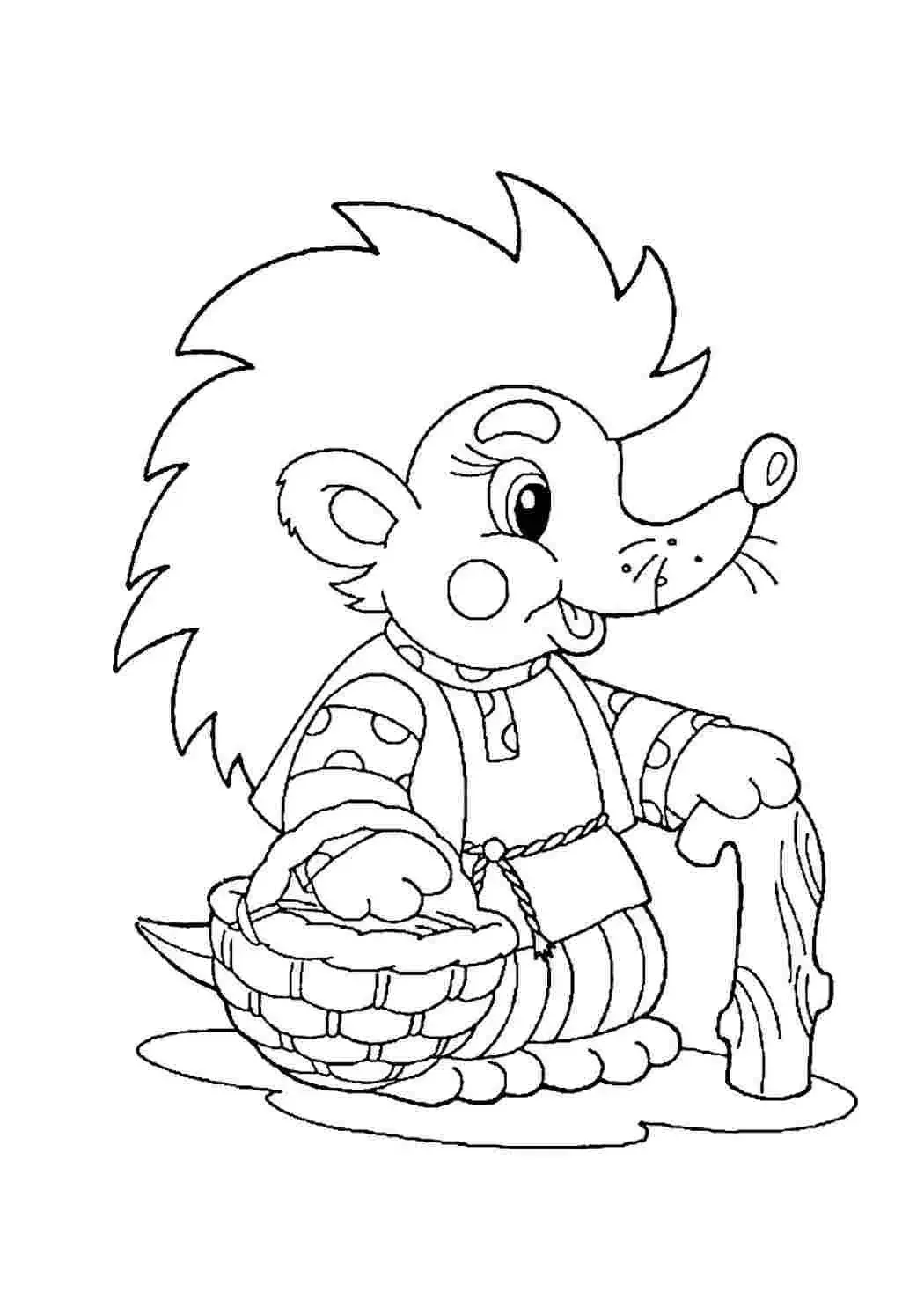 Разукрашка Ежик с корзинкой