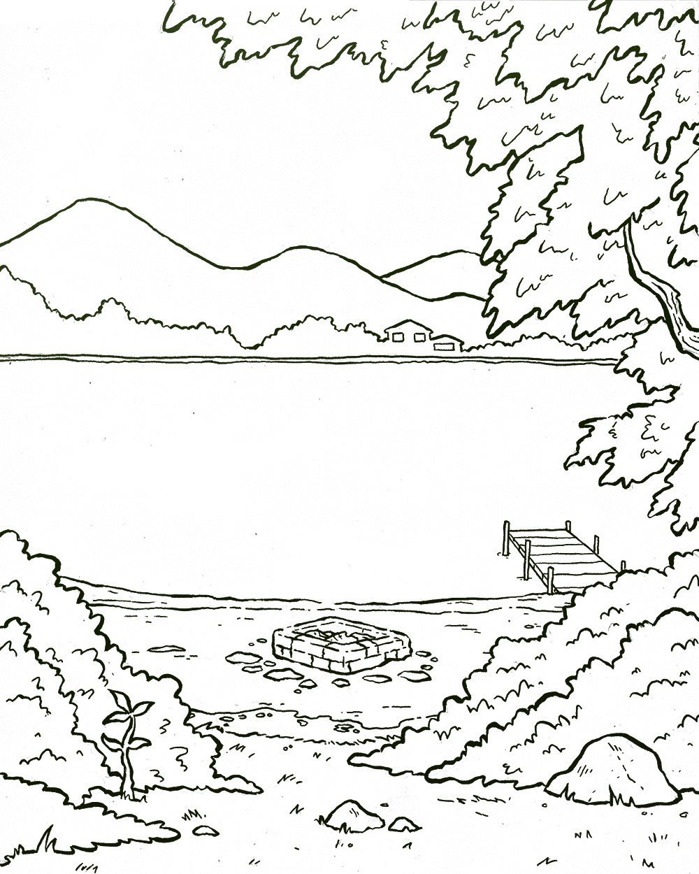 Озеро раскраска