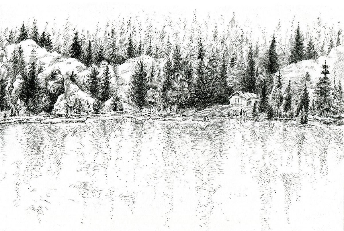 Графика пейзажи черно-белые