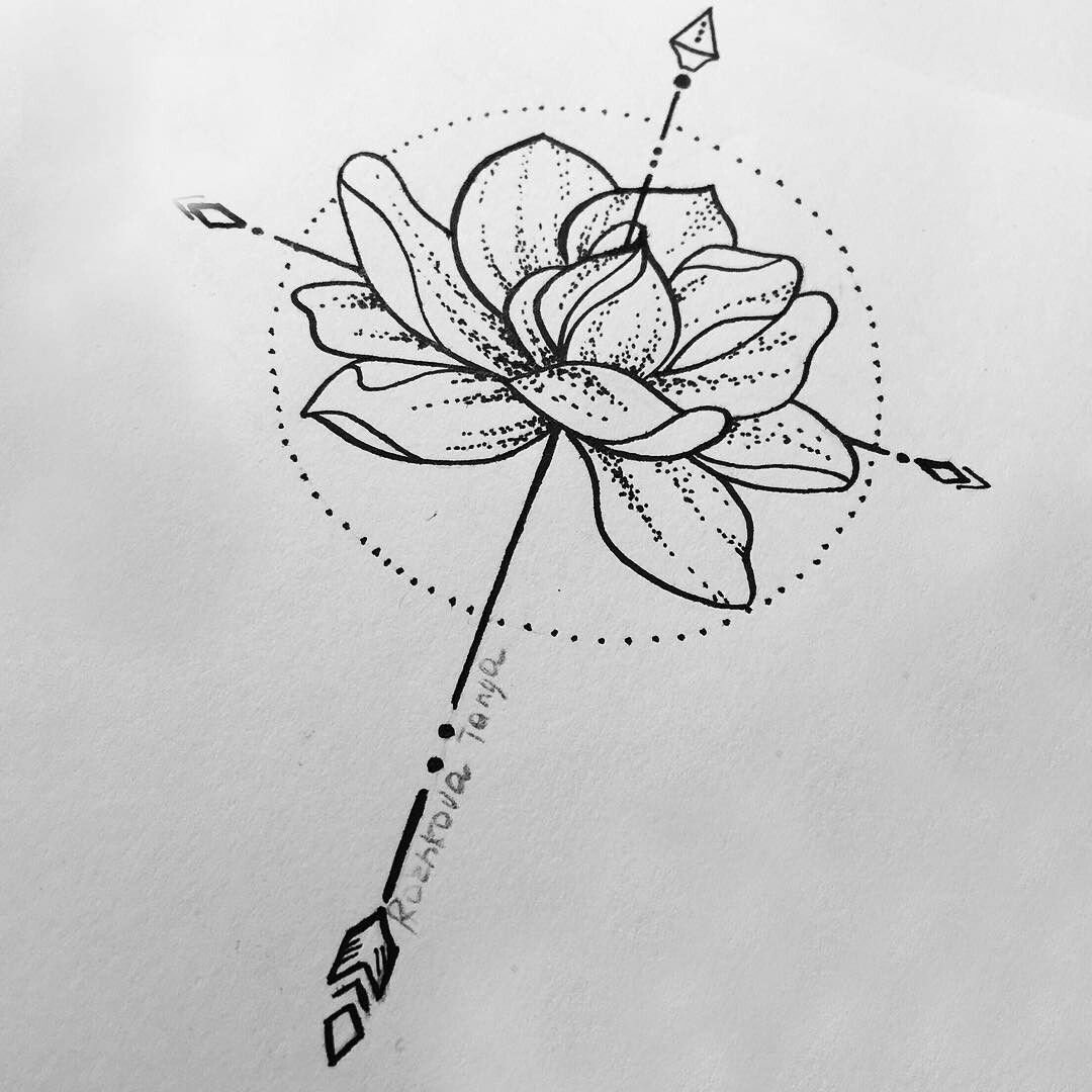 Лотос лайнворк тату эскиз