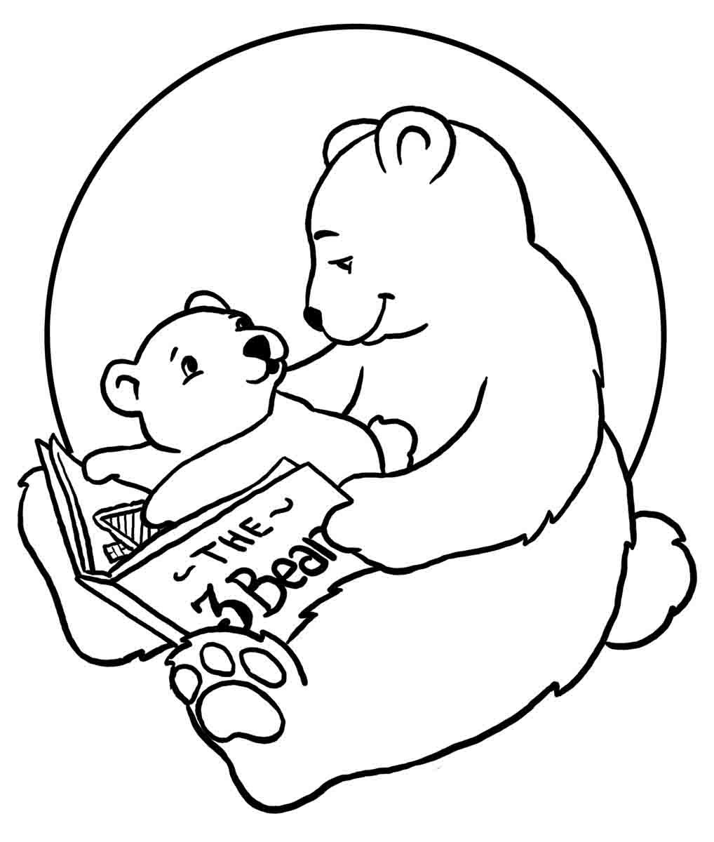 Раскраска медведь с медвежонком