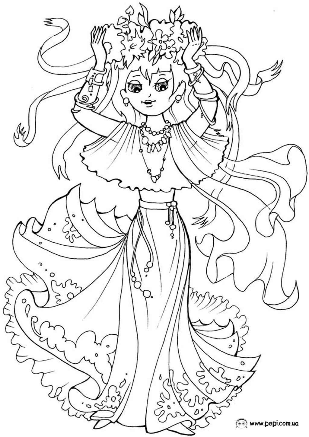 Раскраски антистресс девушки в платьях