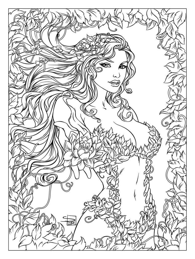 Раскраска девушка осень