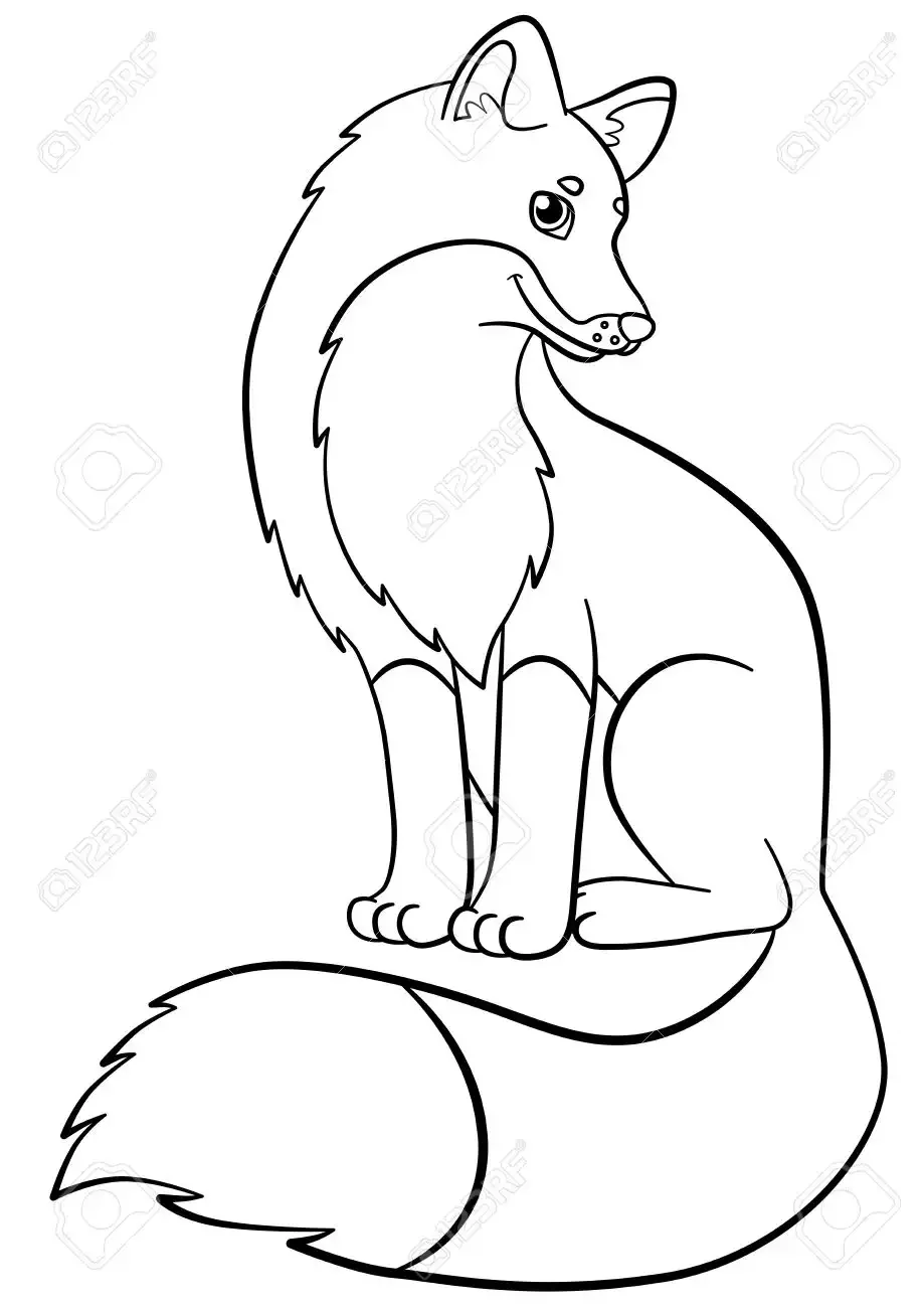 Лиса рисунок для детей раскраска