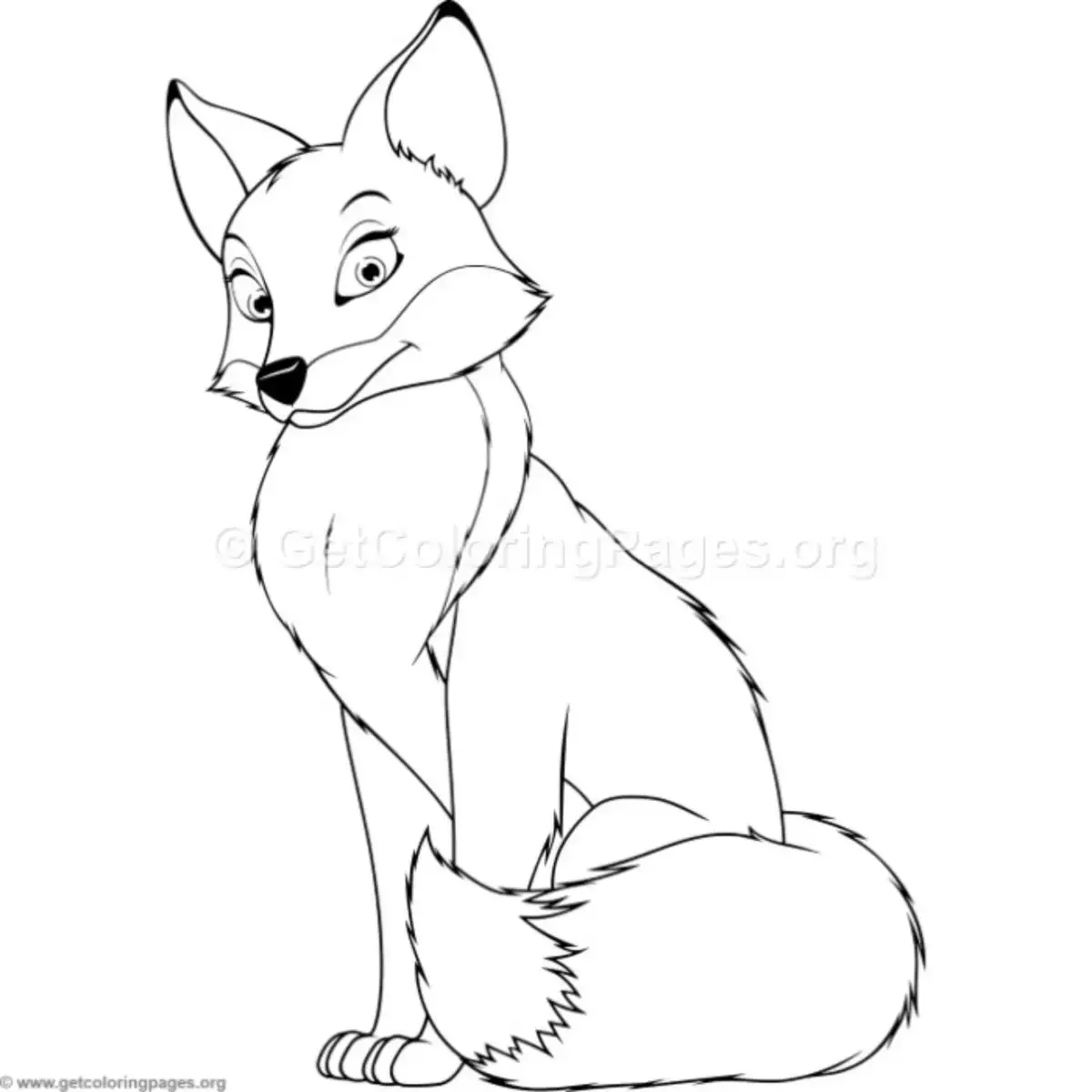 Лиса рисунок черно белый для детей