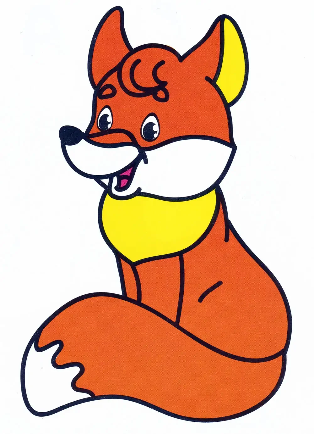 Лиса для детей черно белая