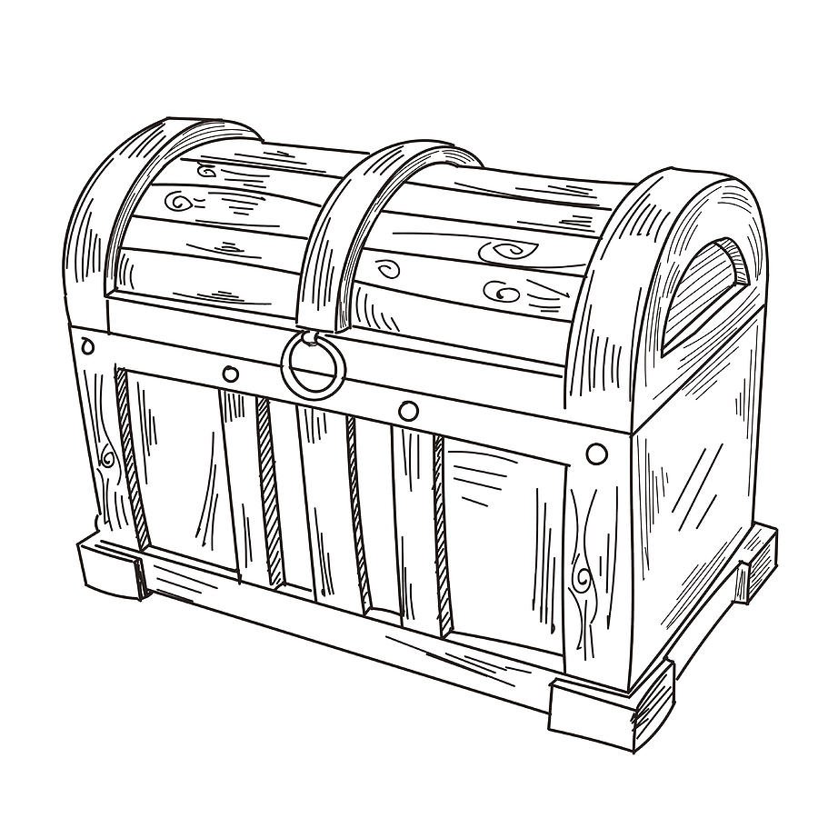 Сундук раскраска для детей