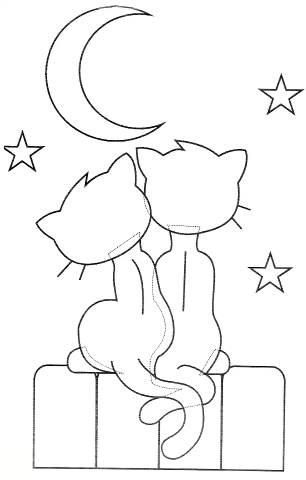 Кот на крыше раскраска