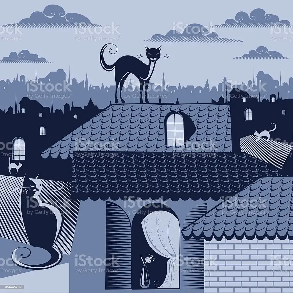 Силуэты кошек в сердце