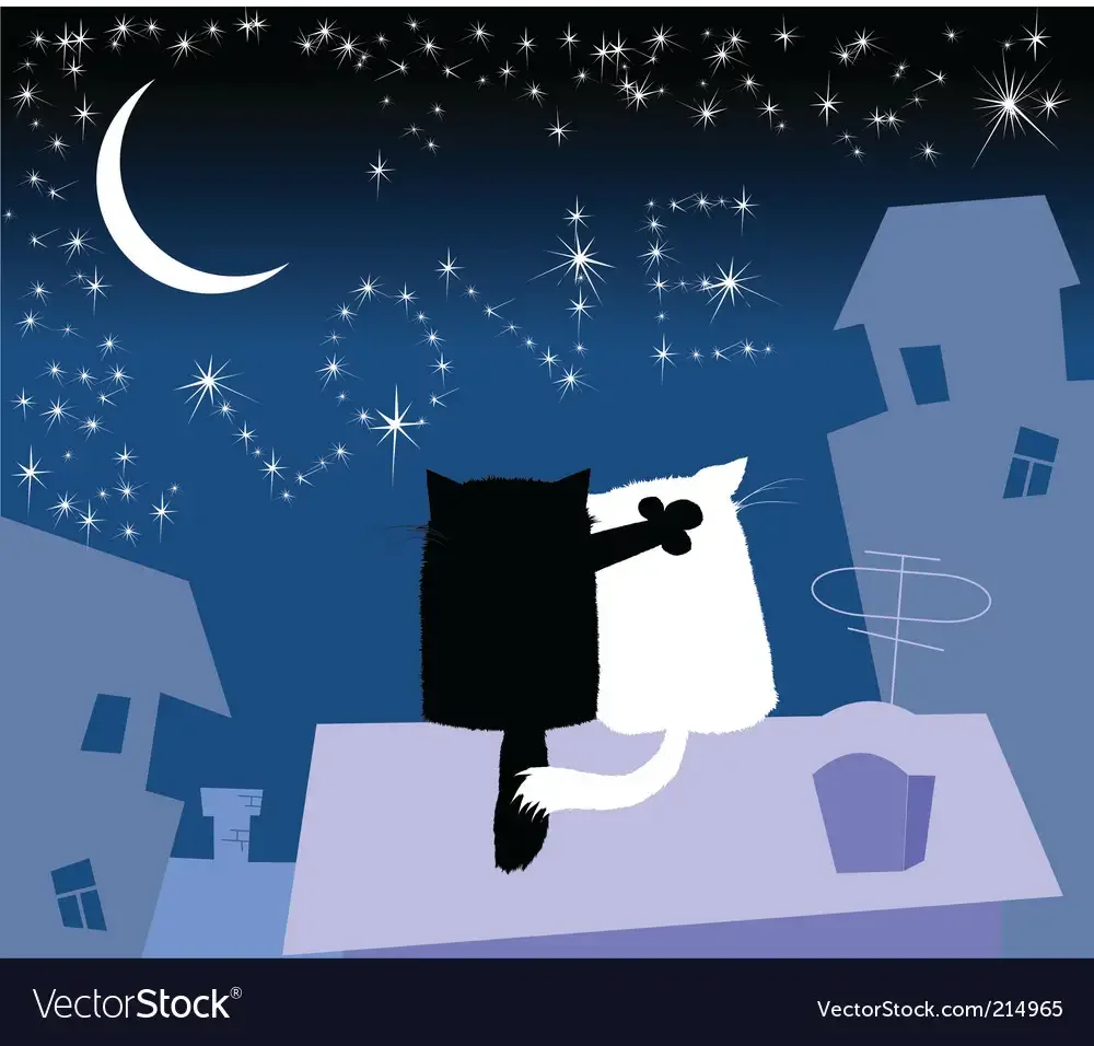 Два кота на крыше раскраска