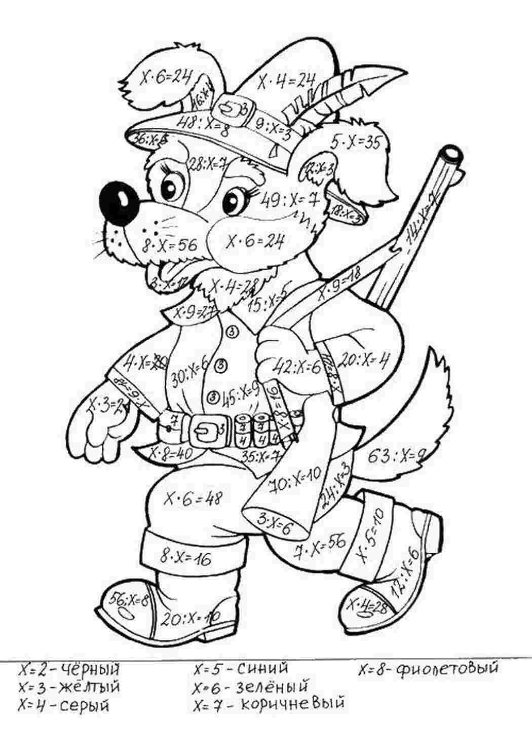 Раскраска таблица умножения и деления