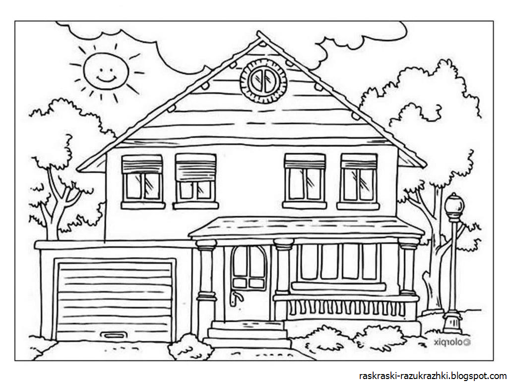 Бревенчатый дом раскраска