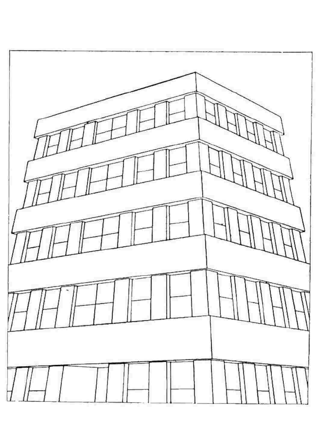 Многоэтажный дом раскраска для детей