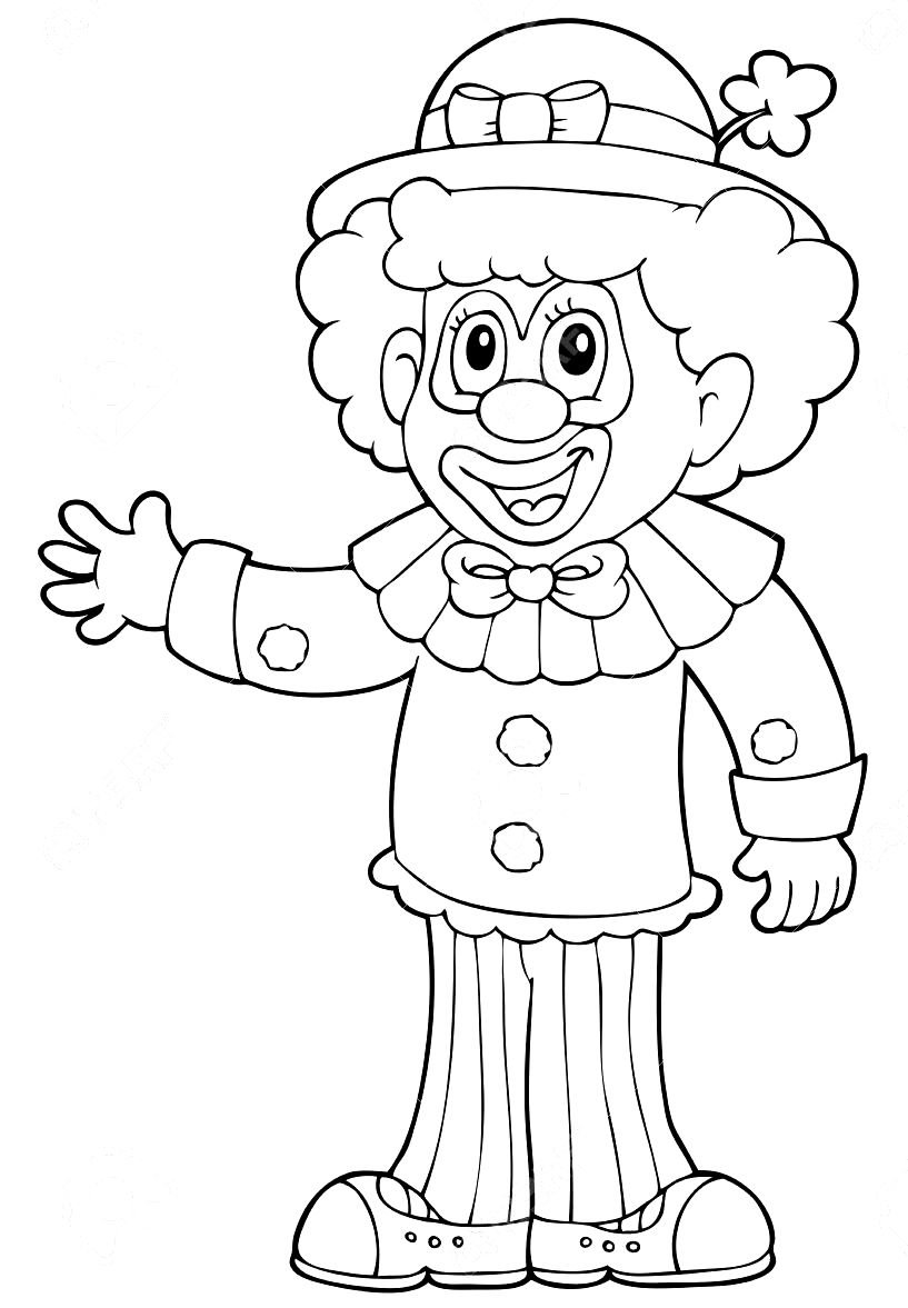 Клоун с примерами раскраска