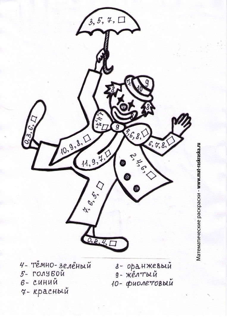 Задания для дошкольников раскрась клоуна