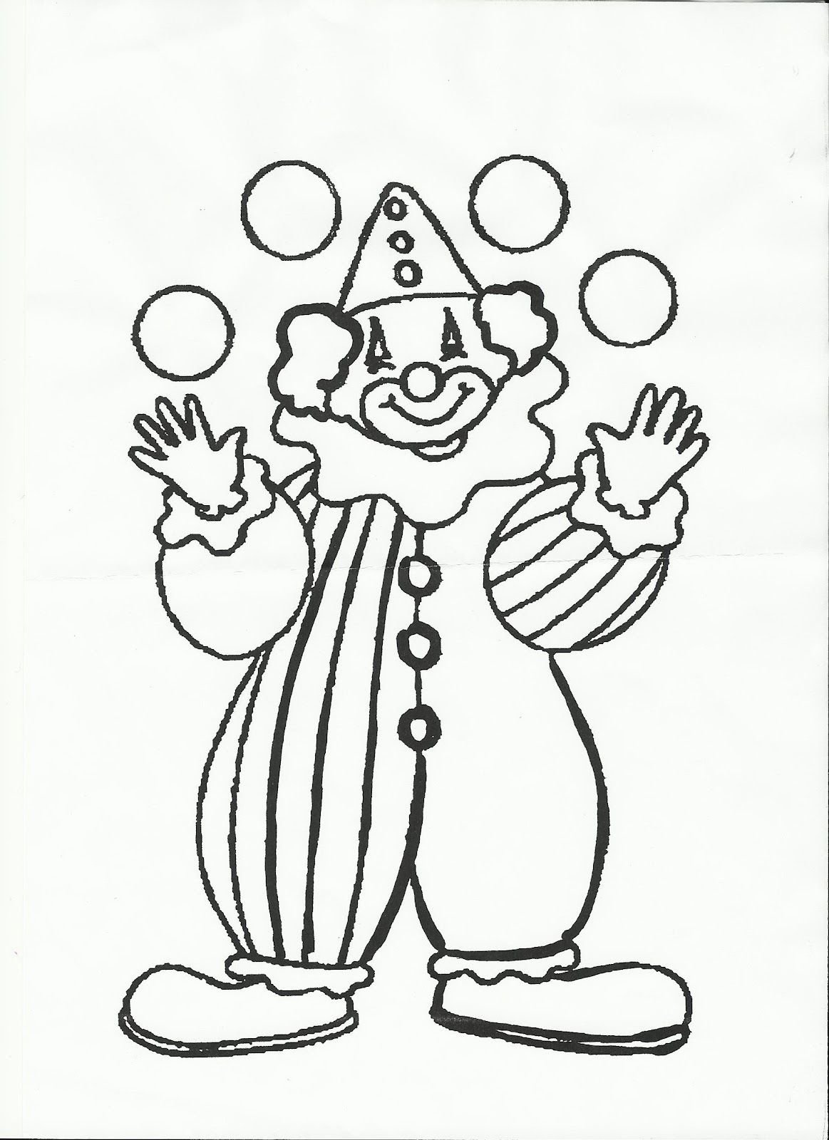Клоун раскраска цветная
