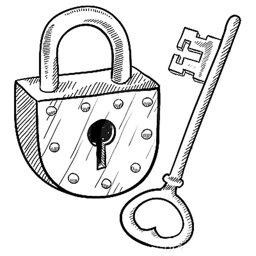 Трафарет замок и ключ