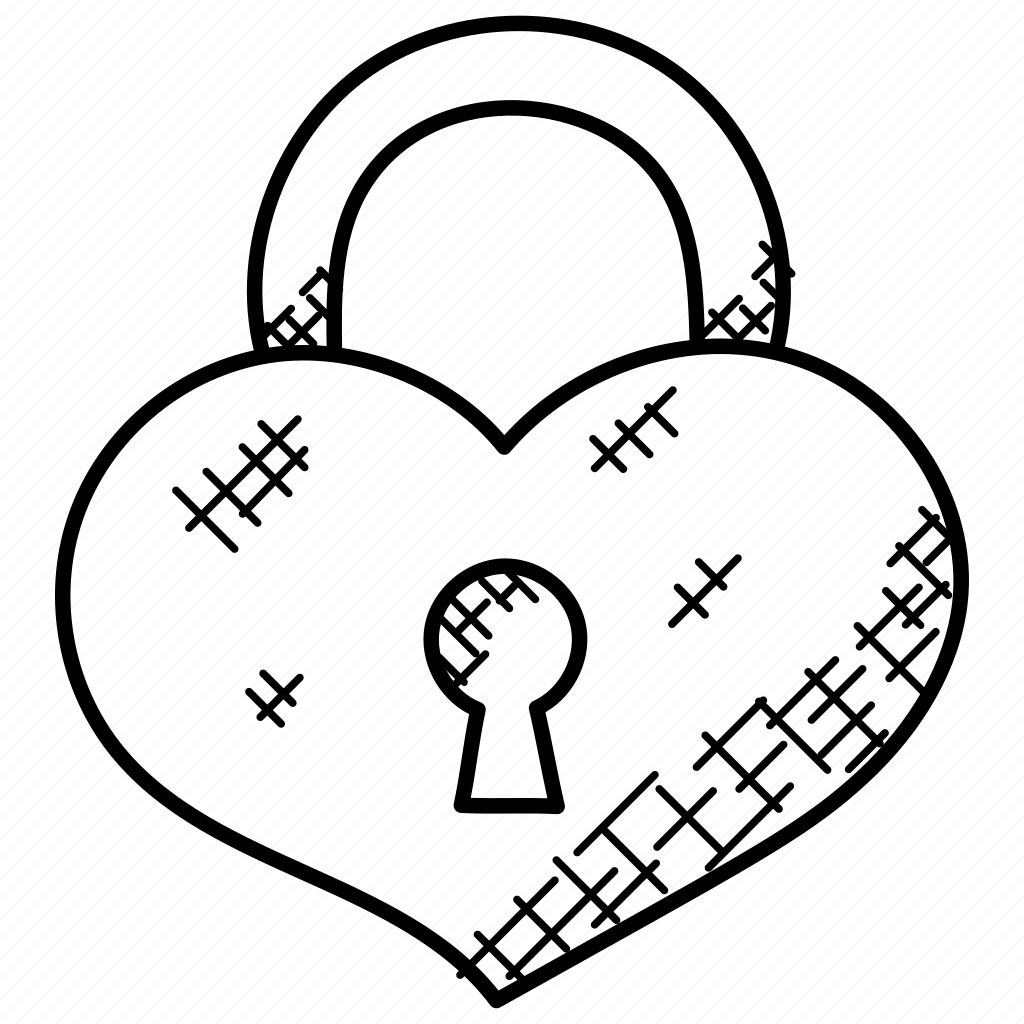 Раскраска сердечко замочек