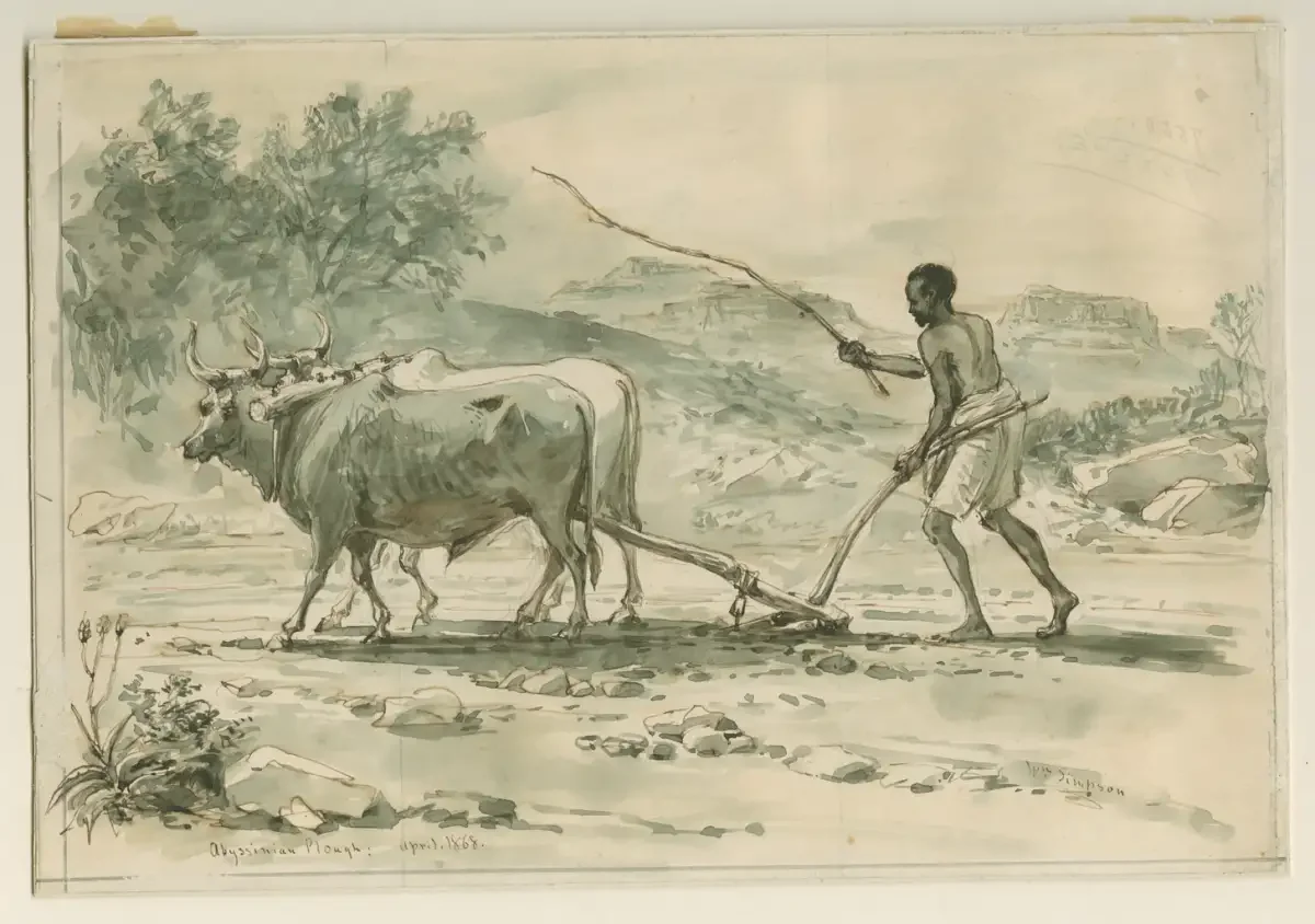 Крестьянин пашет поле