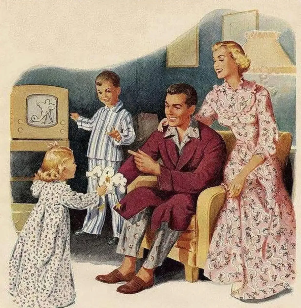 Винтажные открытки семья