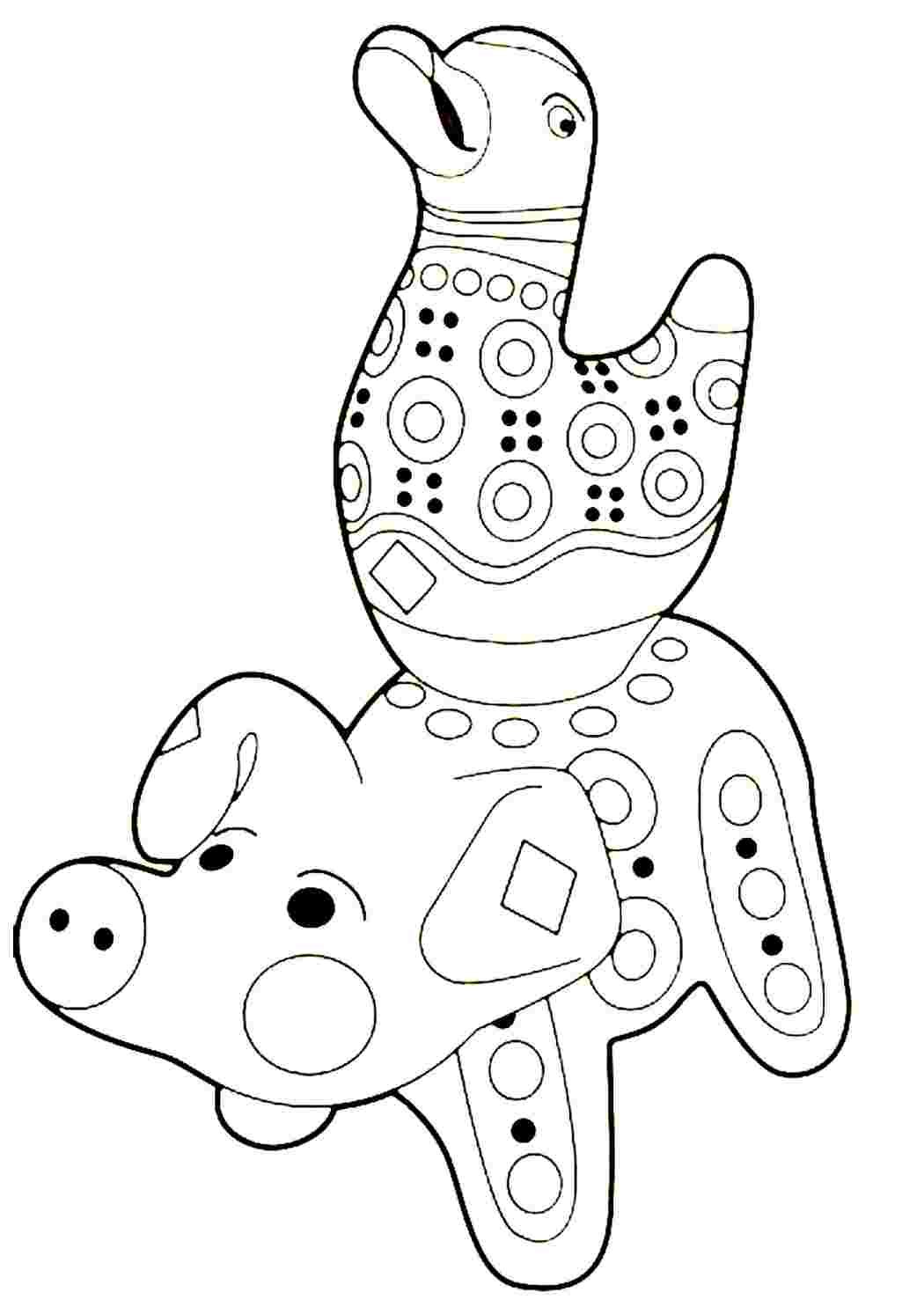 Дымковская игрушка Барыня для рисования