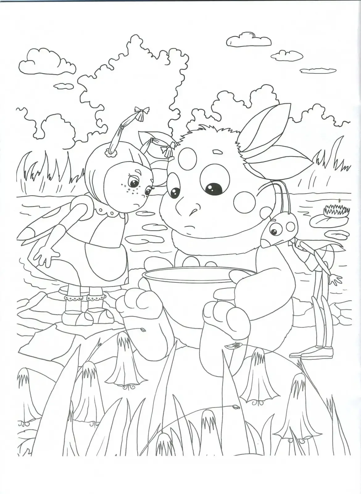 Герои мультика Лунтик раскраска