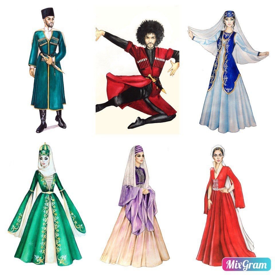 Национальный костюм Кавказа рисунок