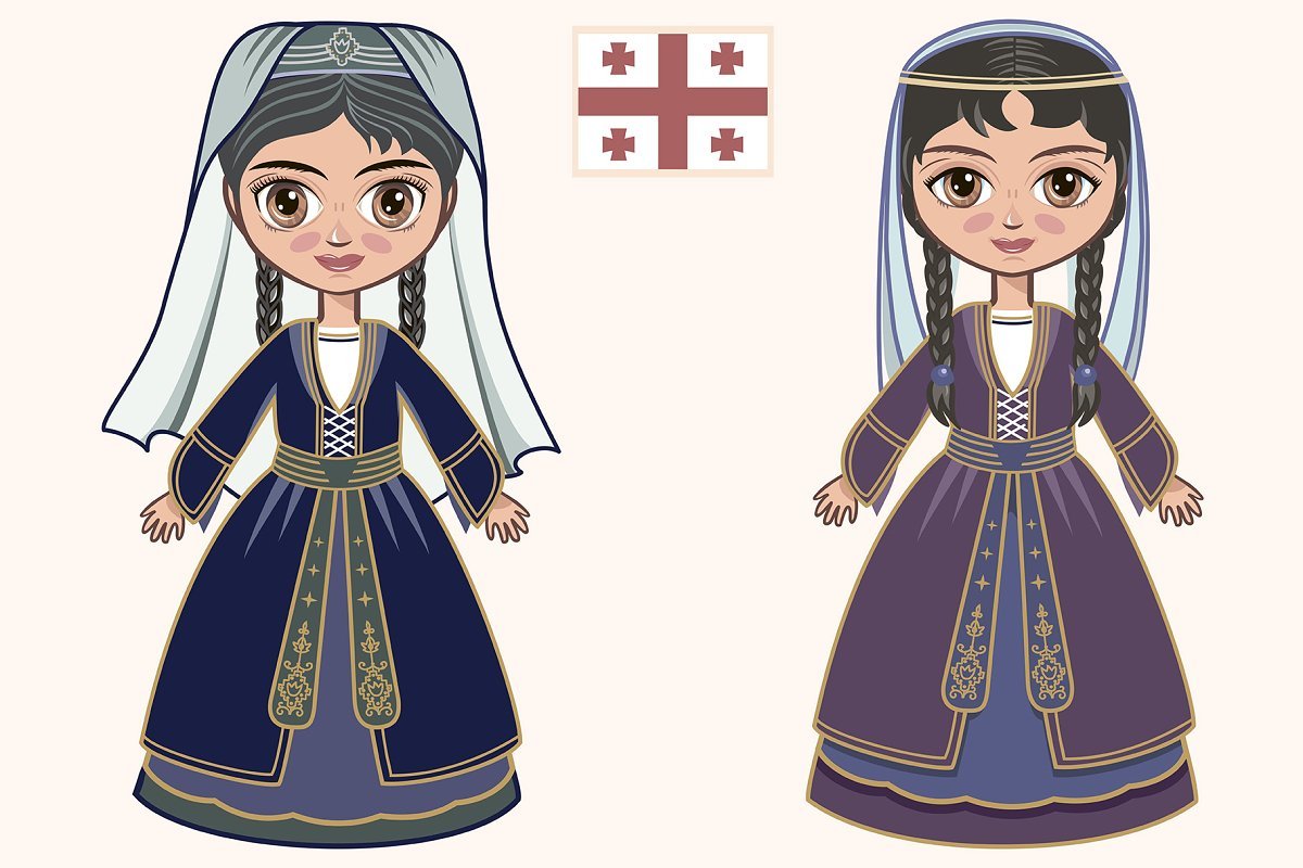 Грузинский национальный костюм рисунок