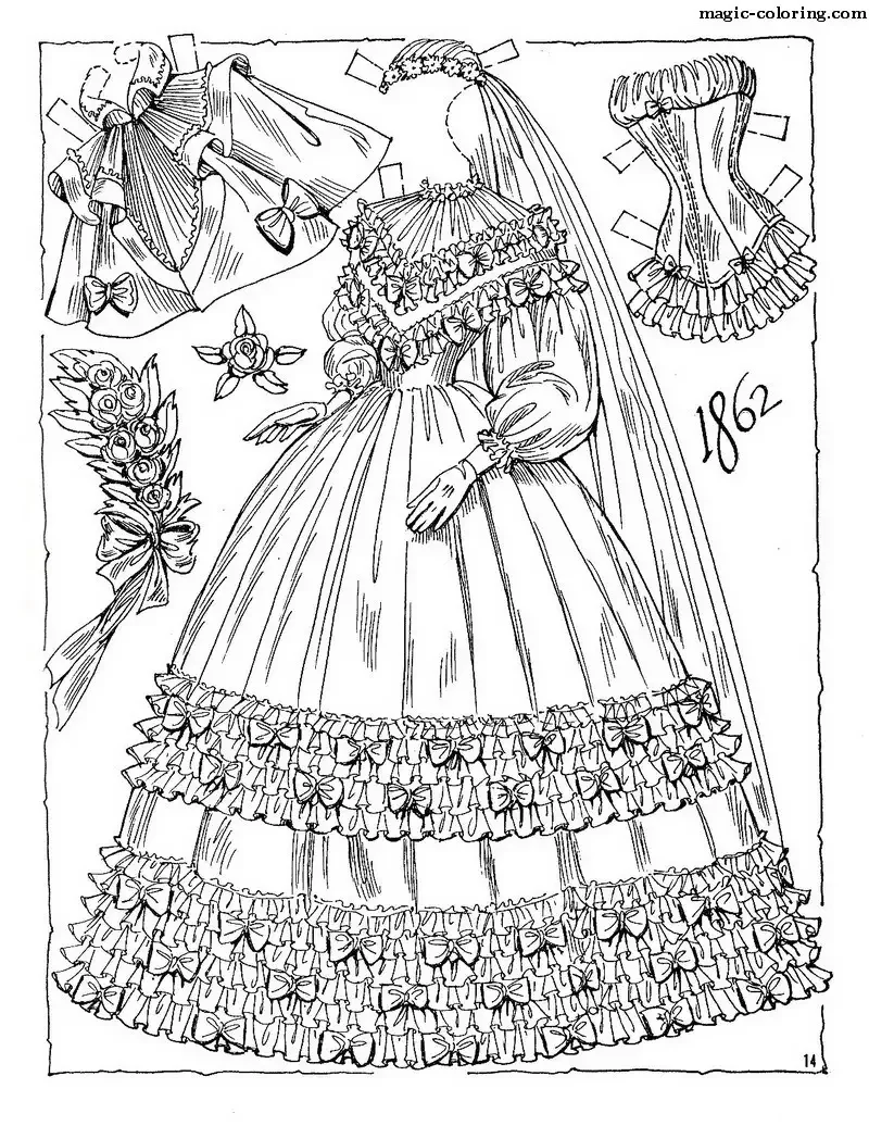Эскиз бального платья 17 века