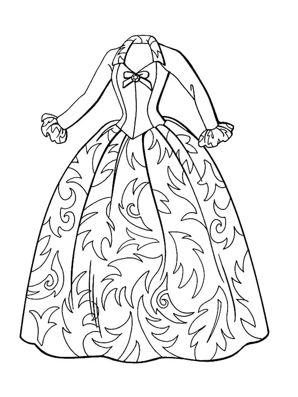 Раскраска девушка в старинном платье