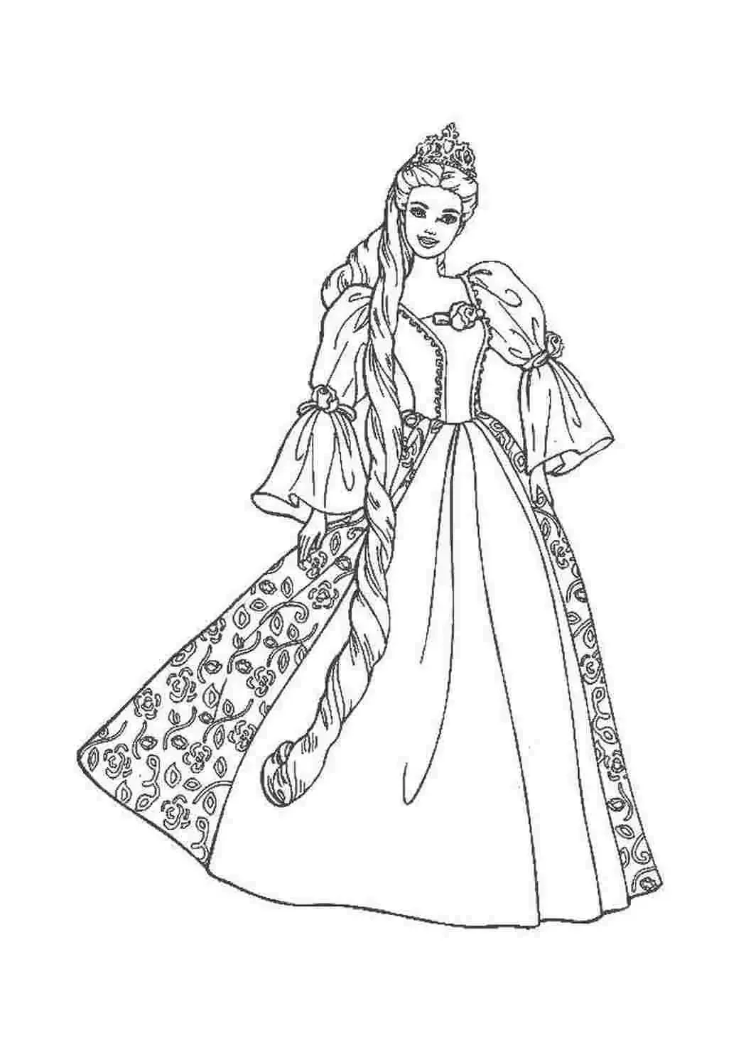 Раскраски дамы в платьях