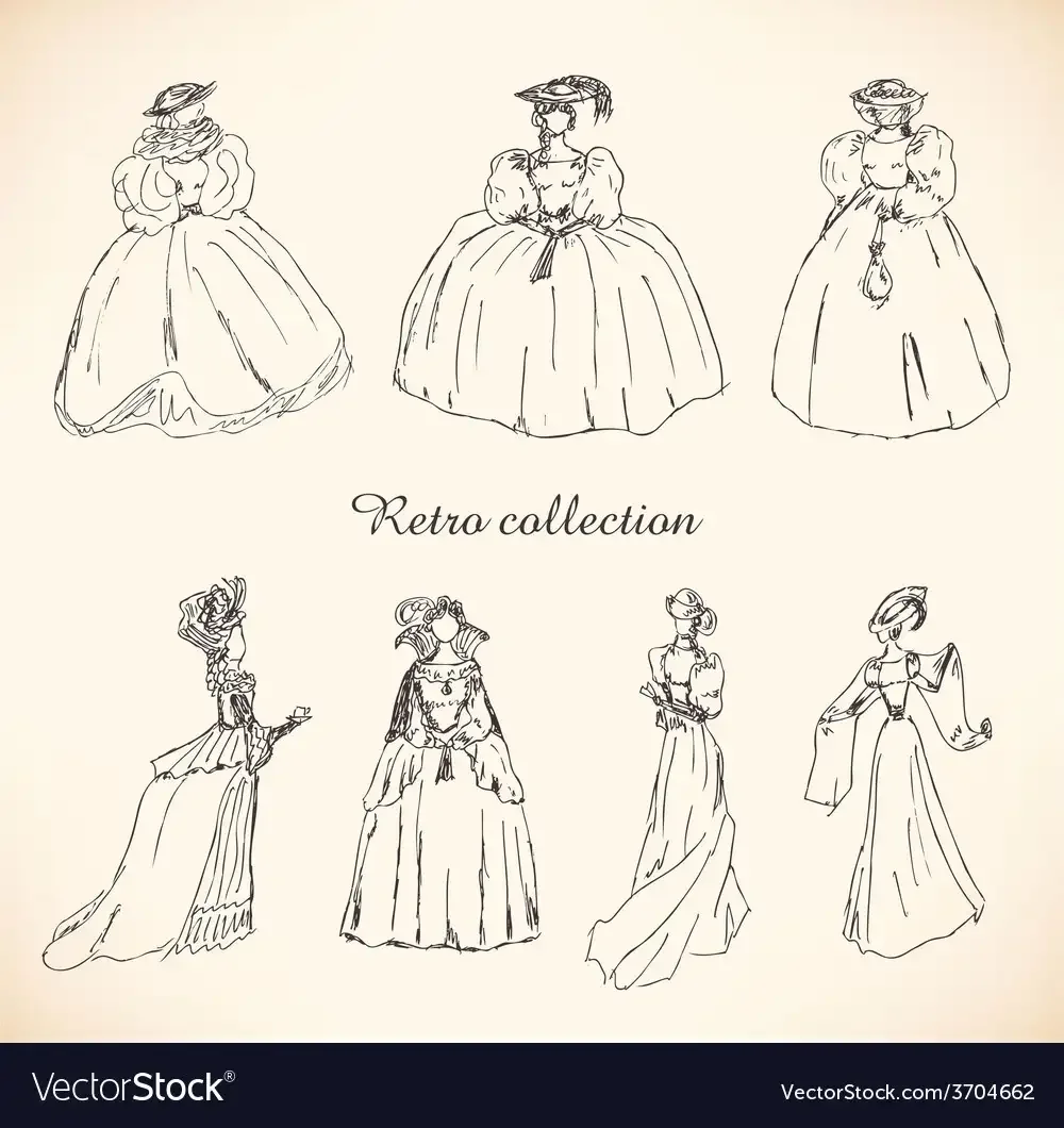 Наброски средневековых платьев