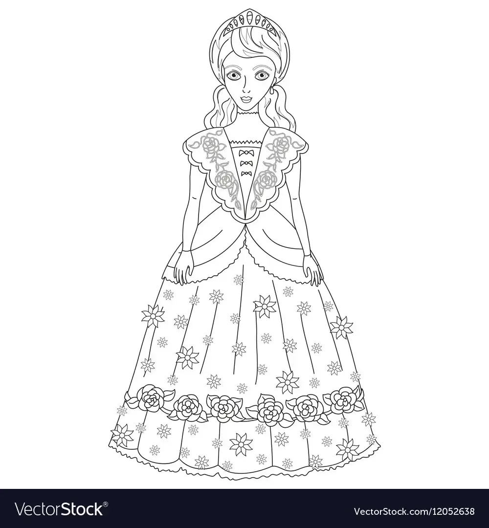 Платье раскраска сложное