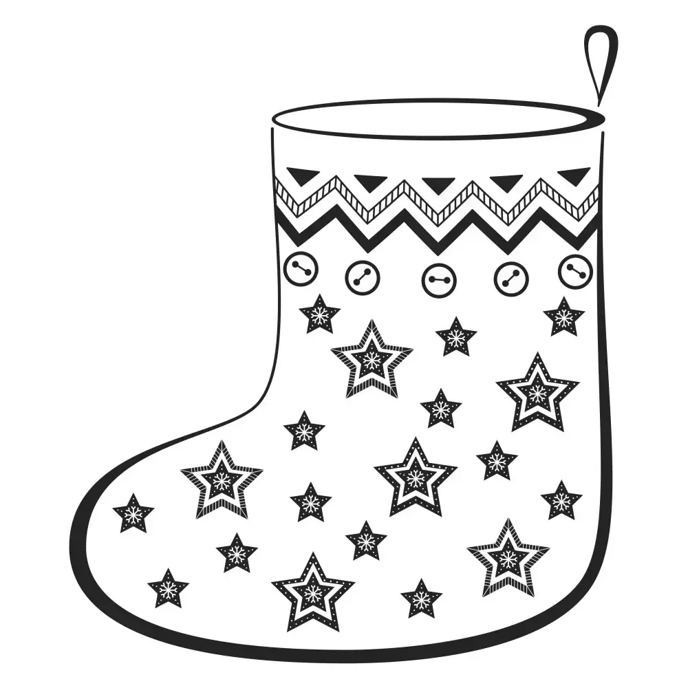 Новогодний валенок раскраска