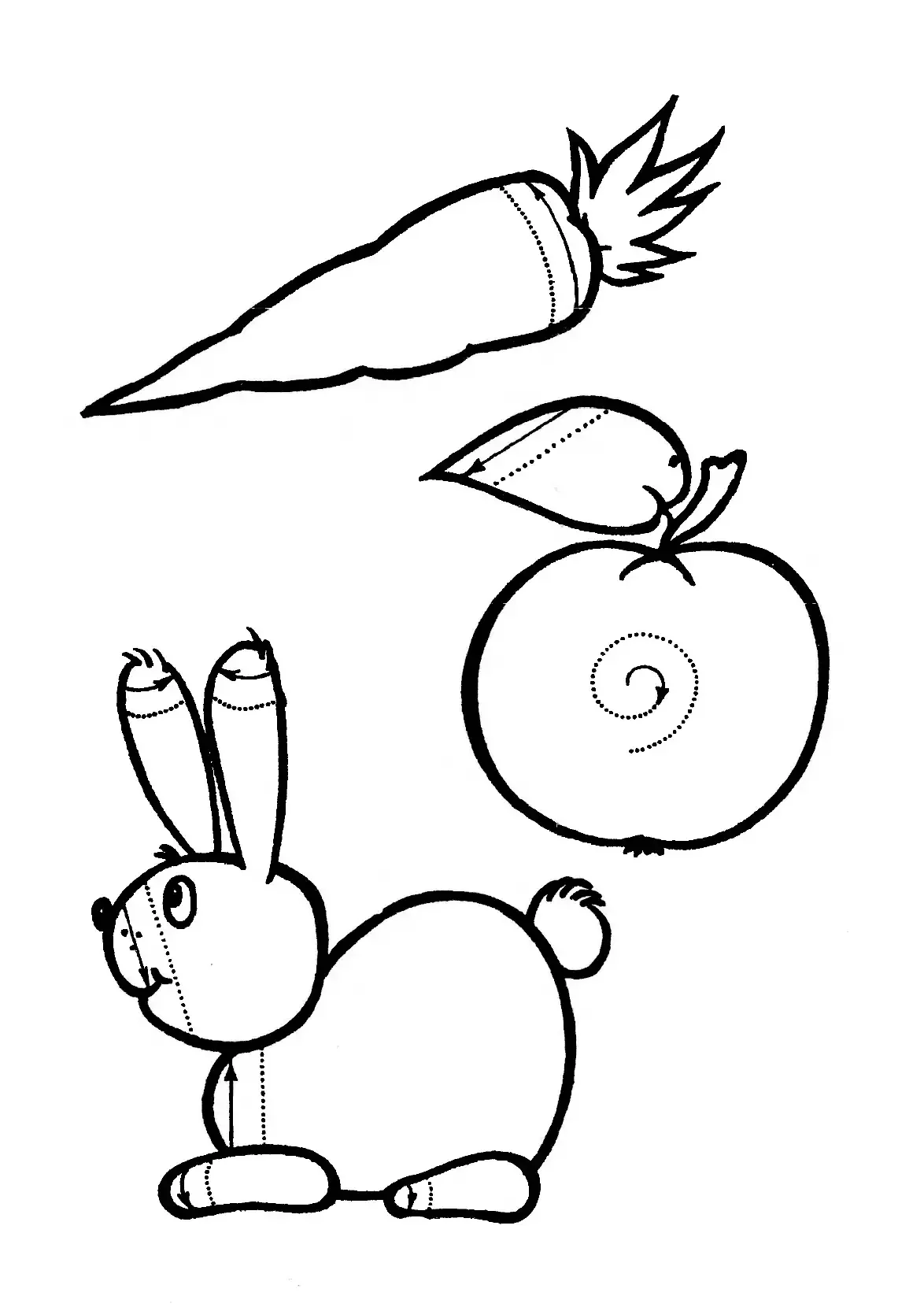 Раскраска для детей фрукты большой маленький