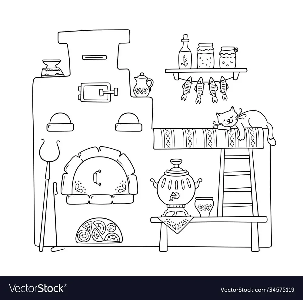 Печка раскраска