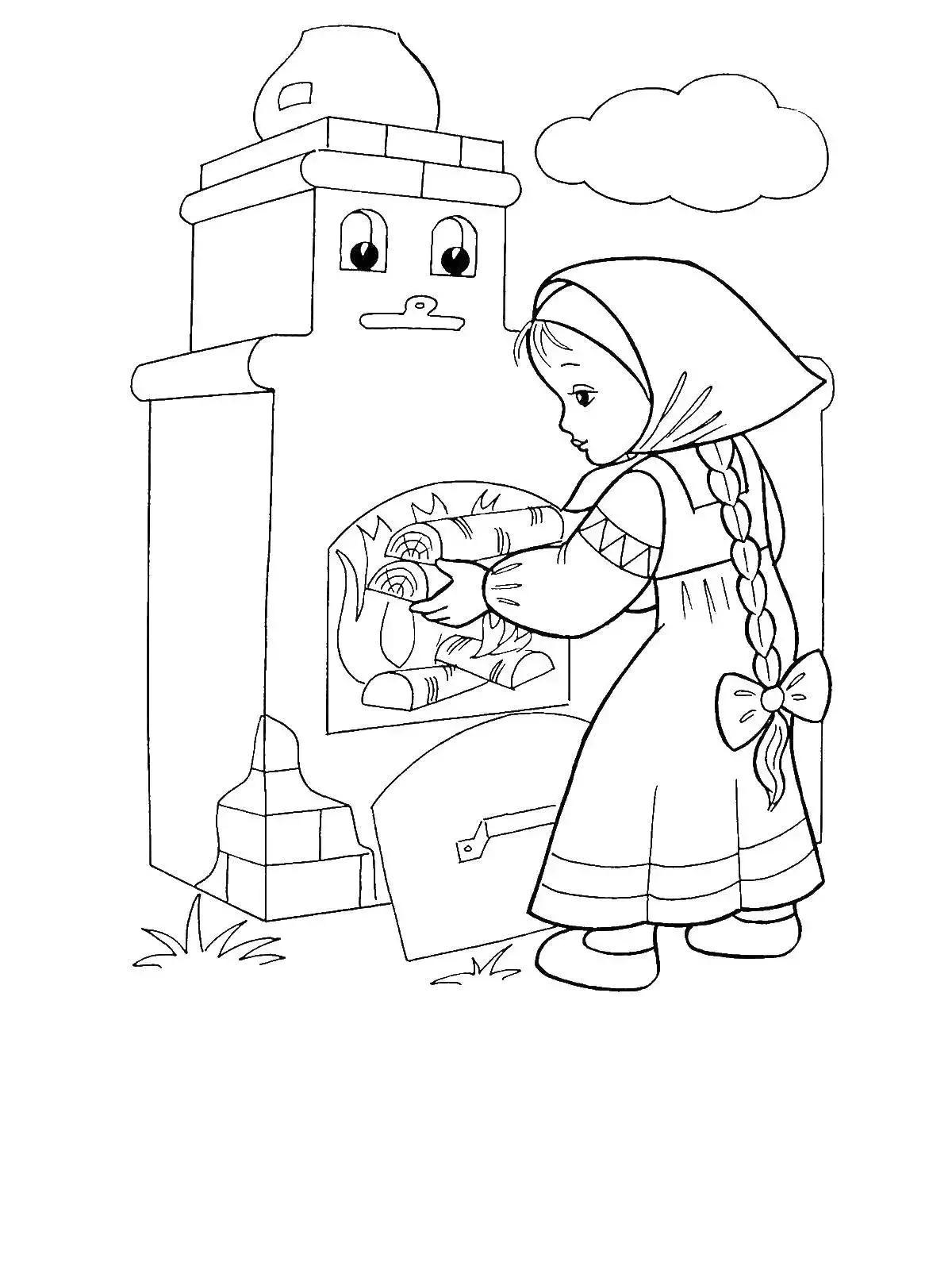Девочка из сказки гуси лебеди раскраска