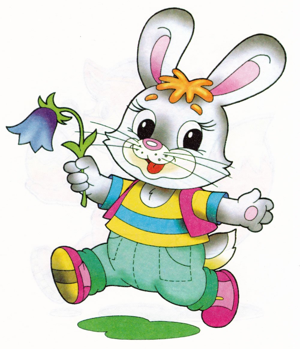 Зайчик с цветочком рисунок
