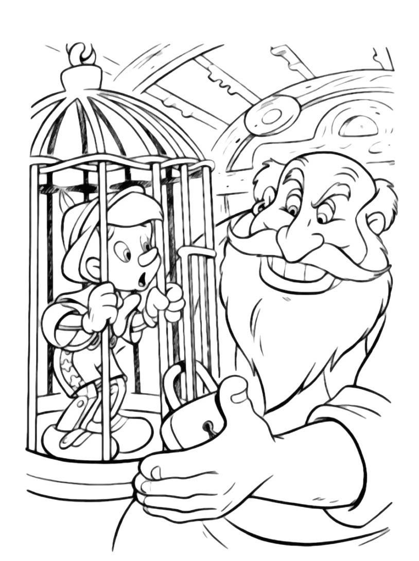 Раскраска Буратино и папа Карло