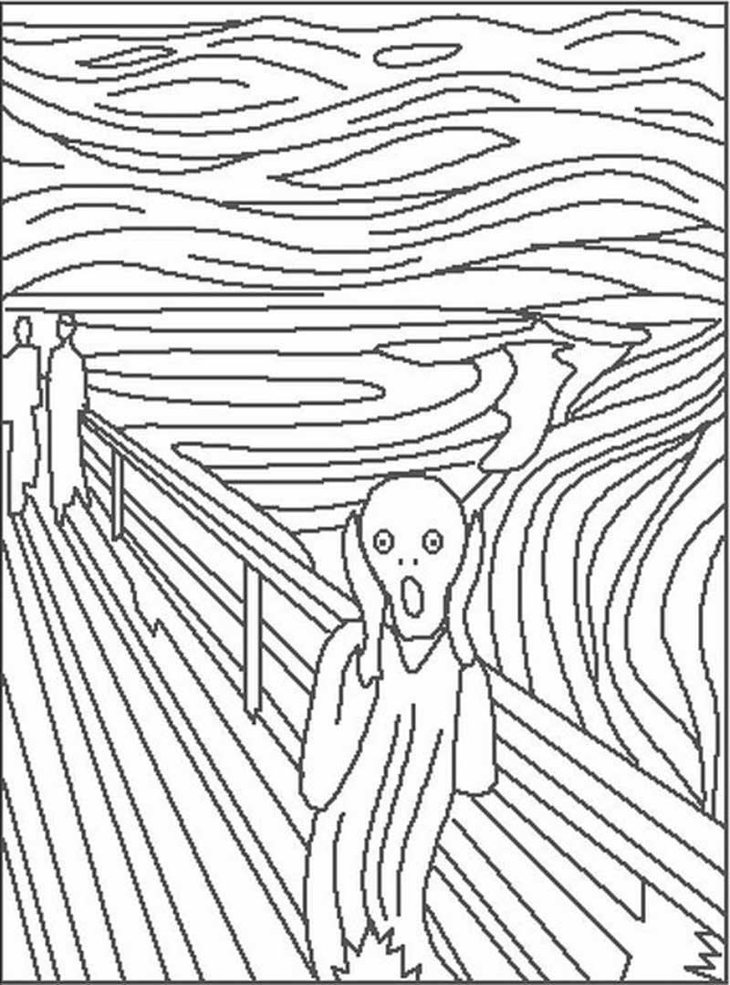 Эдвард Мунк крик раскраска